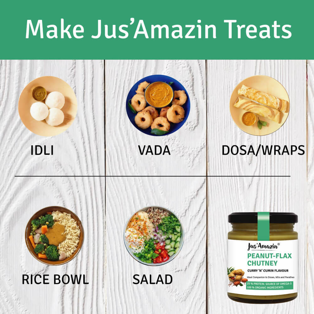 Jus Amazin Peanut Flax chutney Curry 'N' Cumin Flavour - Swadesiicart
