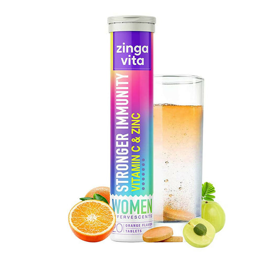 Zingavita Stronger Immunity Effervescent Tablets for Women (Orange Flavor) Sugar Free | Swadesiicart