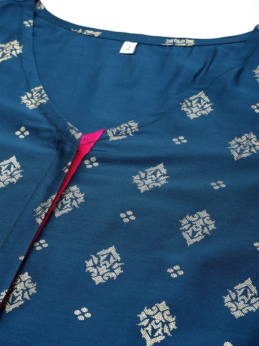 Ahalyaa Women's Traditional Wear Co-ods - Teal Blue - Swadesiicart