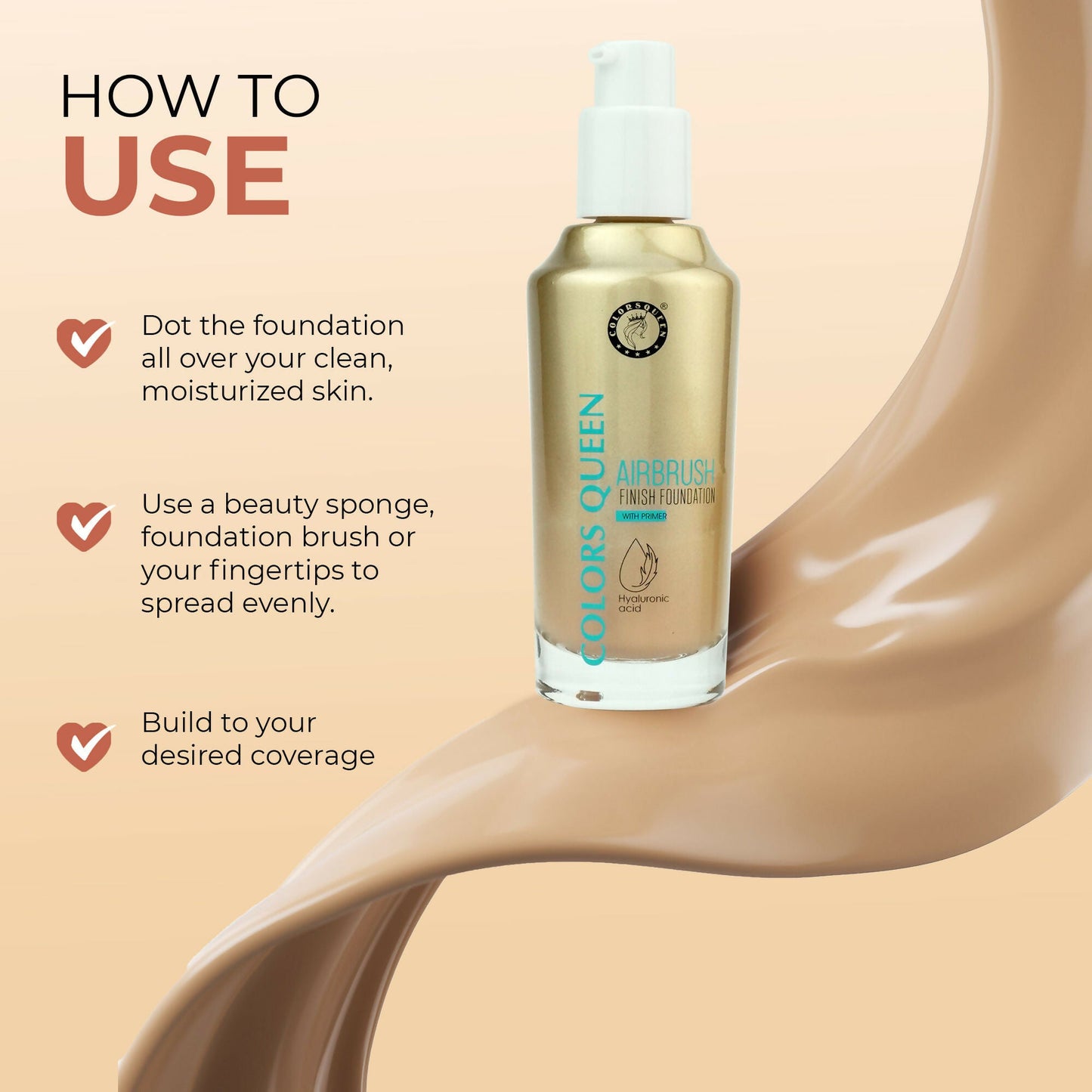 Colors Queen Airbrush Foundation With Primer - Classic Ivory | Swadesiicart