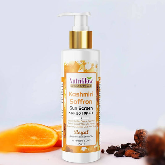 NutriGlow Luxury Skincare Kashmiri Saffron Sunscreen Serum 50 PA+++ - Distacart