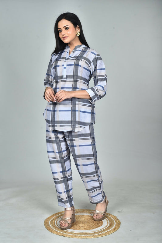 Morchari Digital Print Semi Muslin Co-Ord Set Top & Trouser-Multicolor - Swadesiicart