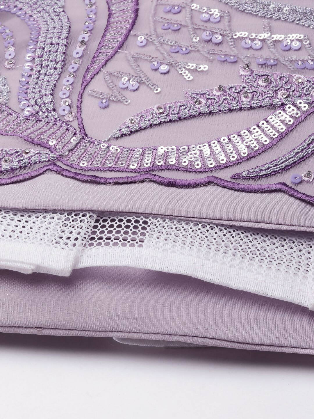 House of Panchhi Lavender Net Sequins and Zarkan embroidery Lehenga choli & Dupatta | Swadesiicart