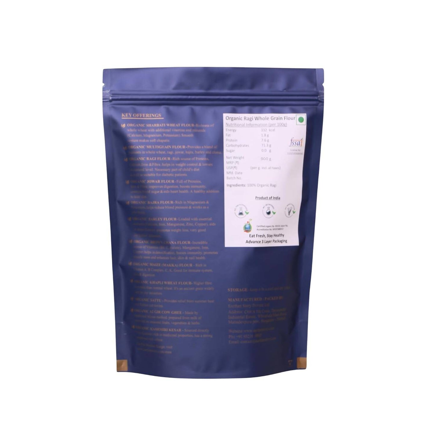 Earthen Story Certified Organic Ragi Flour - Swadesiicart