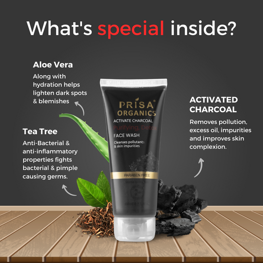 Prisa Organics Activated Charcoal Purifying Face Wash - Swadesiicart