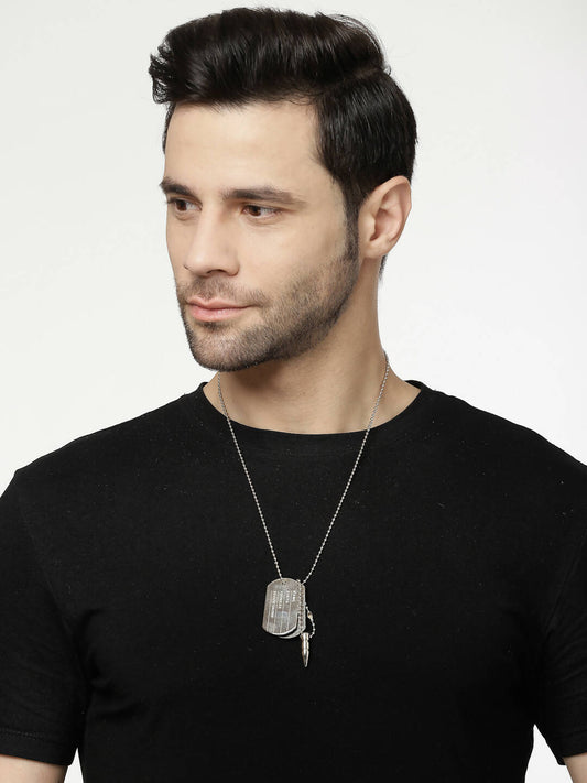 NVR Men Silver Plated Milletry Style Pendent With Chain | Swadesiicart