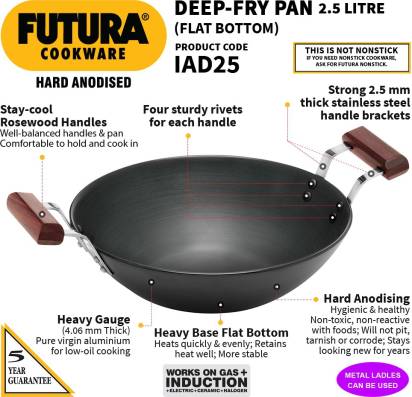 Hawkins Futura Hard Anodised Deep Fry Pan Kadhai 2.5 L (IAD25) - Swadesiicart