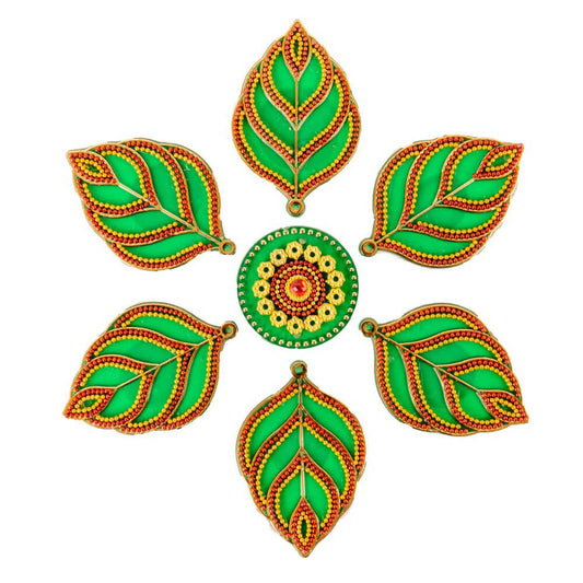 Kundan HandiKrafts Leaf Rangoli Green (Baby) - Aahana - The Bliss Store