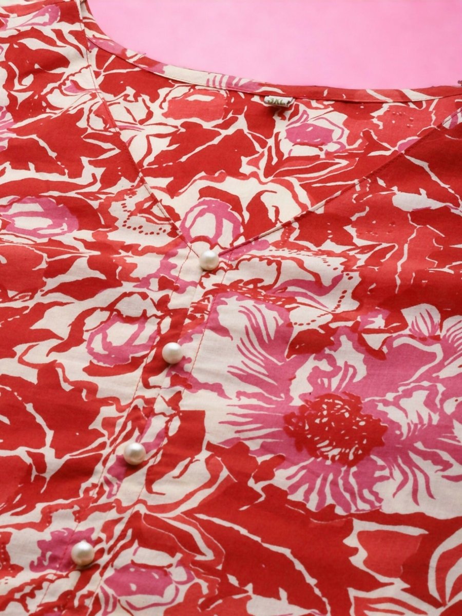 Ahalyaa Women's Traditional wear Tunic - Red | Swadesiicart
