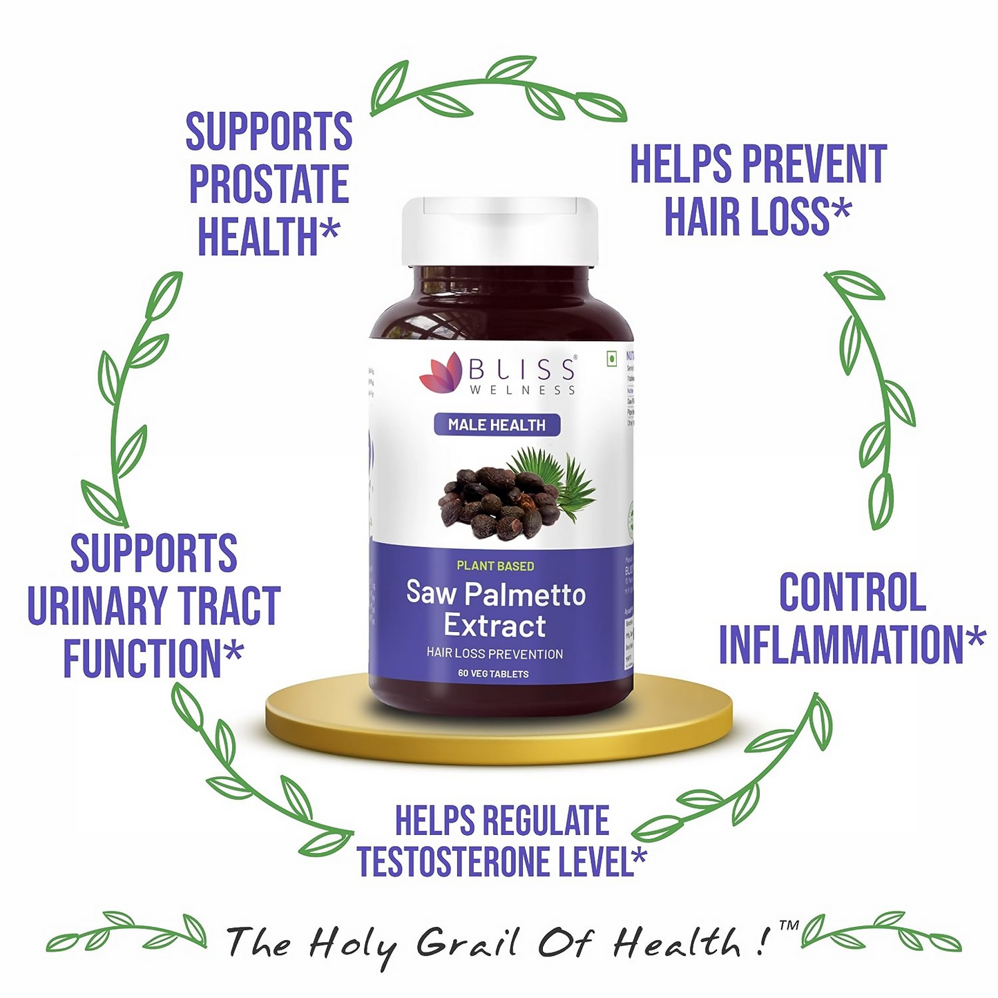 Bliss Welness Saw Palmetto Extract Tablets - Swadesiicart