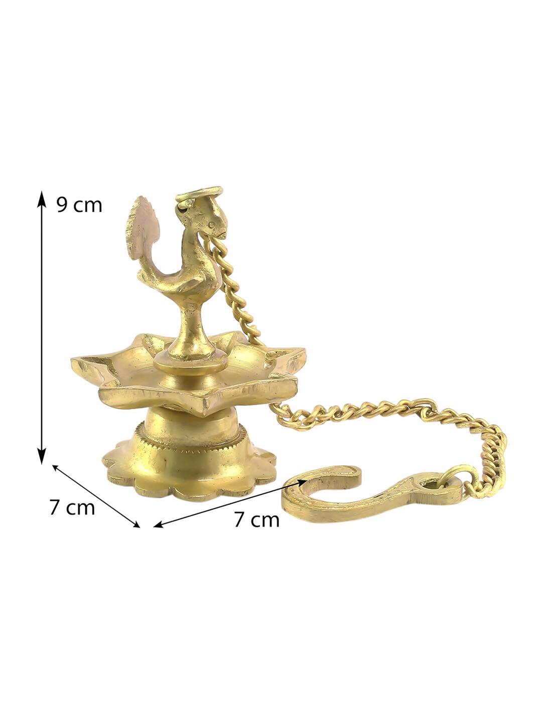 eCraftIndia Gold-Toned Peacock Shaped Hanging Oil Wick Diya | Swadesiicart