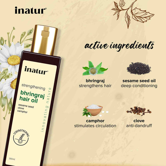 Inatur Ayurveda Bhringraj Oil - Swadesiicart