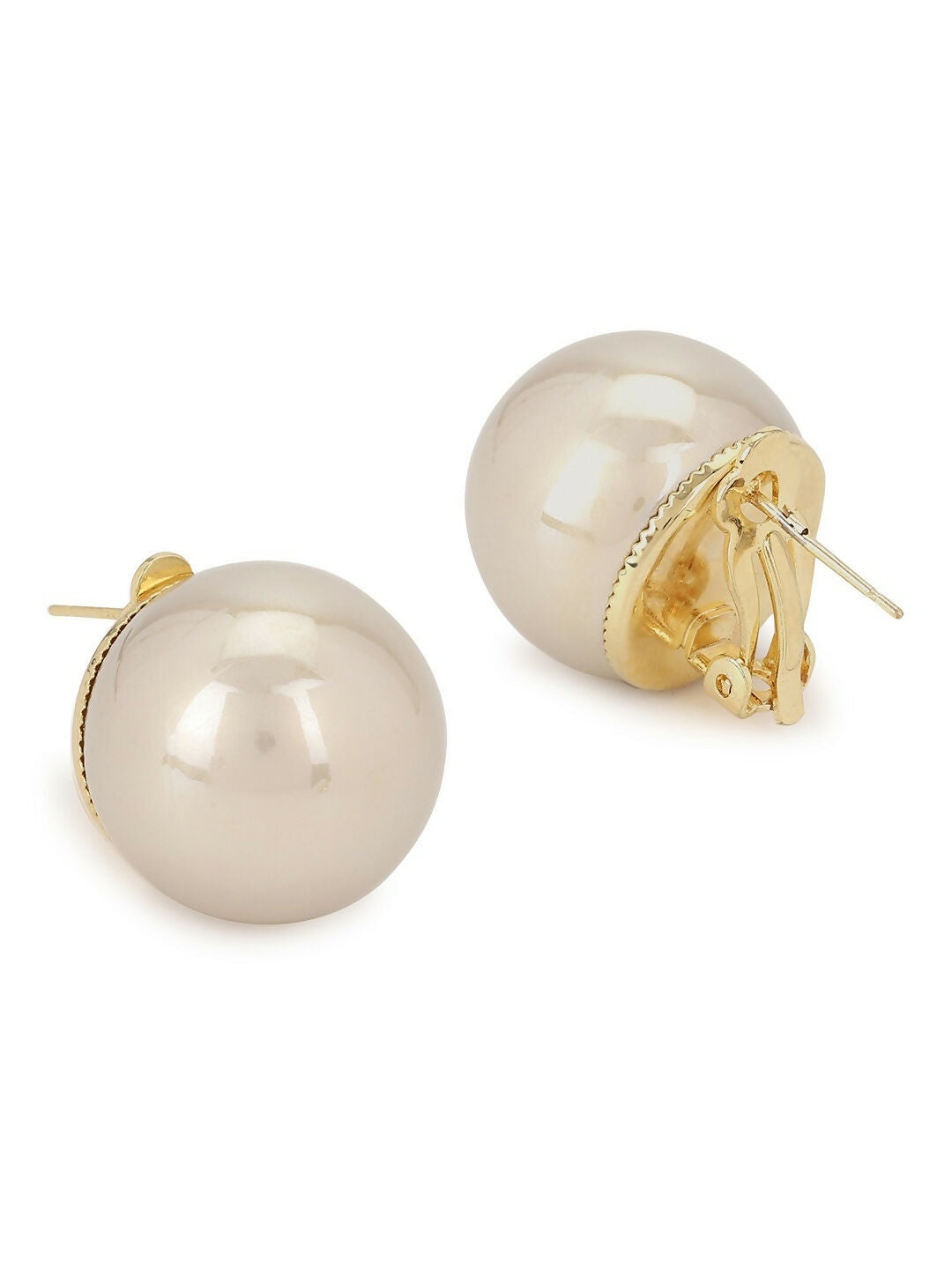 Grey Shine Pearl Studs- Ruby Raang | Swadesiicart