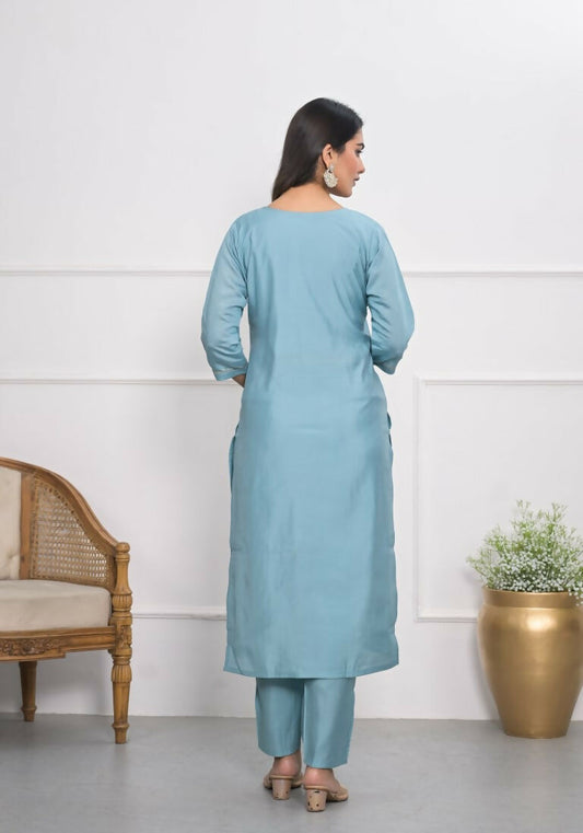 Lavender Viscose Silk Embroidery with Thread and sequence Stitched Suit With Dupatta - Tanisha | Swadesiicart