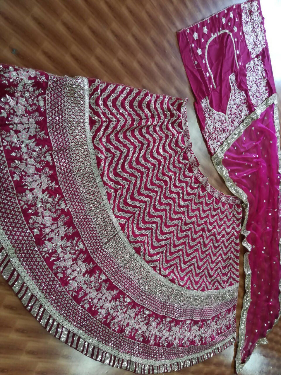 Jyoti Fashion Mesmerizing Red Silk Sequins with Zari Thread & Coding Dori Embroidery work Lehenga Choli with Dupatta | Swadesiicart