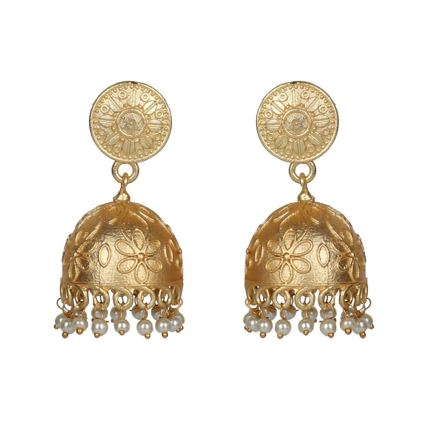 Joban Fashion Women Matte Gold Brass Jhumka | Swadesiicart