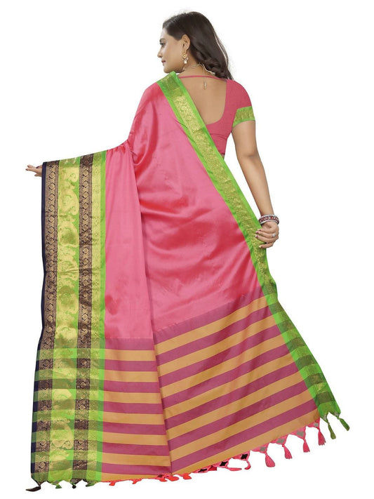 Vamika Banarasi Silk Pink Weaving Saree | Swadesiicart