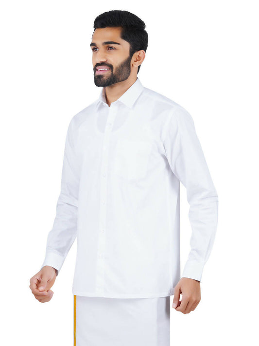 Ramraj Cotton Mens Full Sleeve White Shirt Plus Size - Royal Cotton | Swadesiicart