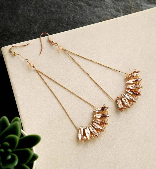 Bling Accessories Metallic Chain And Glass Crystal Earrings | Swadesiicart