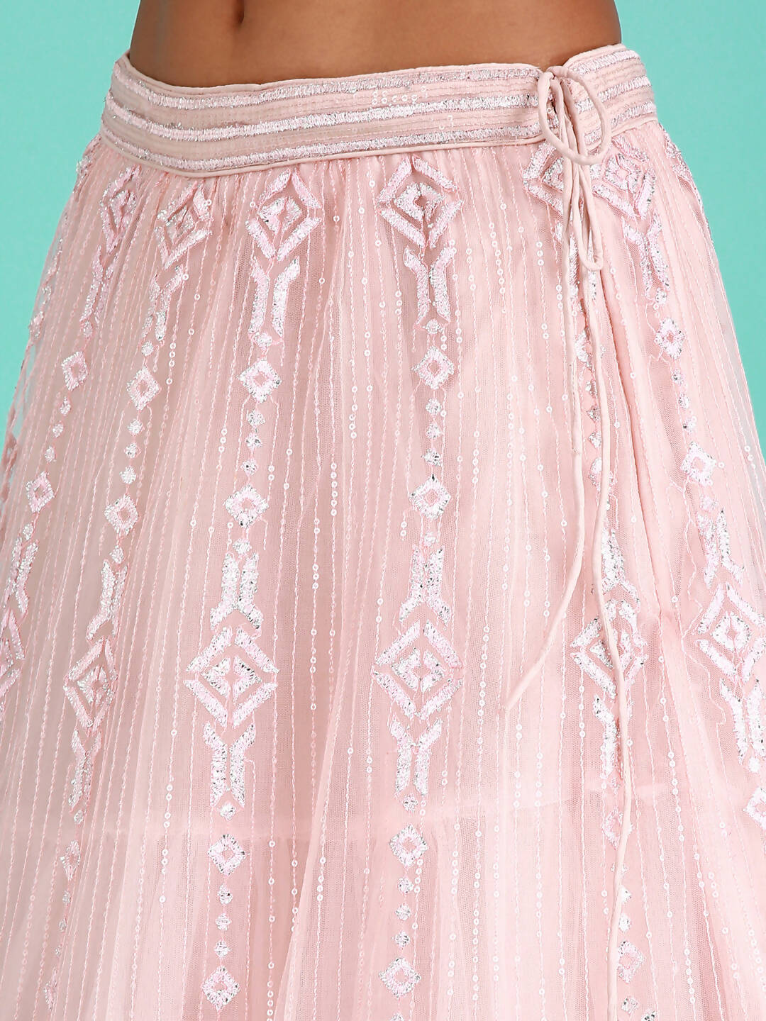 House of Panchhi Peach Net Gotapatti Work Lehenga & Blouse, Dupatta | Swadesiicart