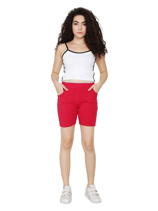 Asmaani Red Color Short Pant with Two Side Pockets | Swadesiicart