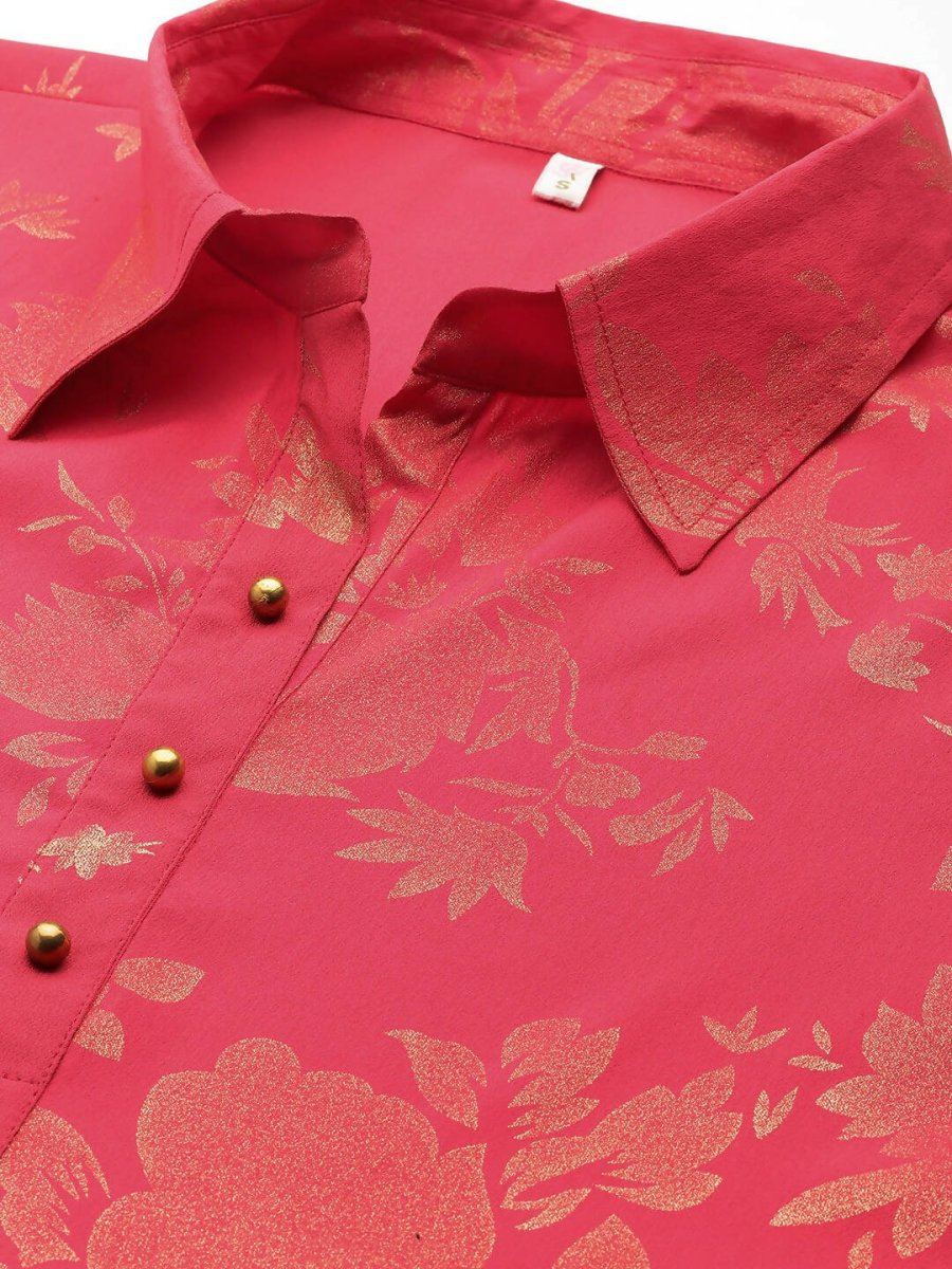 Ahalyaa Women Floral Printed Tunic with Palazzos - Red Color | Swadesiicart