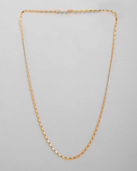 VOJ Gold-Polished Biscuit Shaped Chain For Women