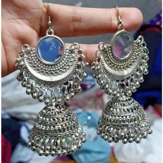 MS Fashion India Half Moon Style Hanging Jhumkas With Mirror | Swadesiicart