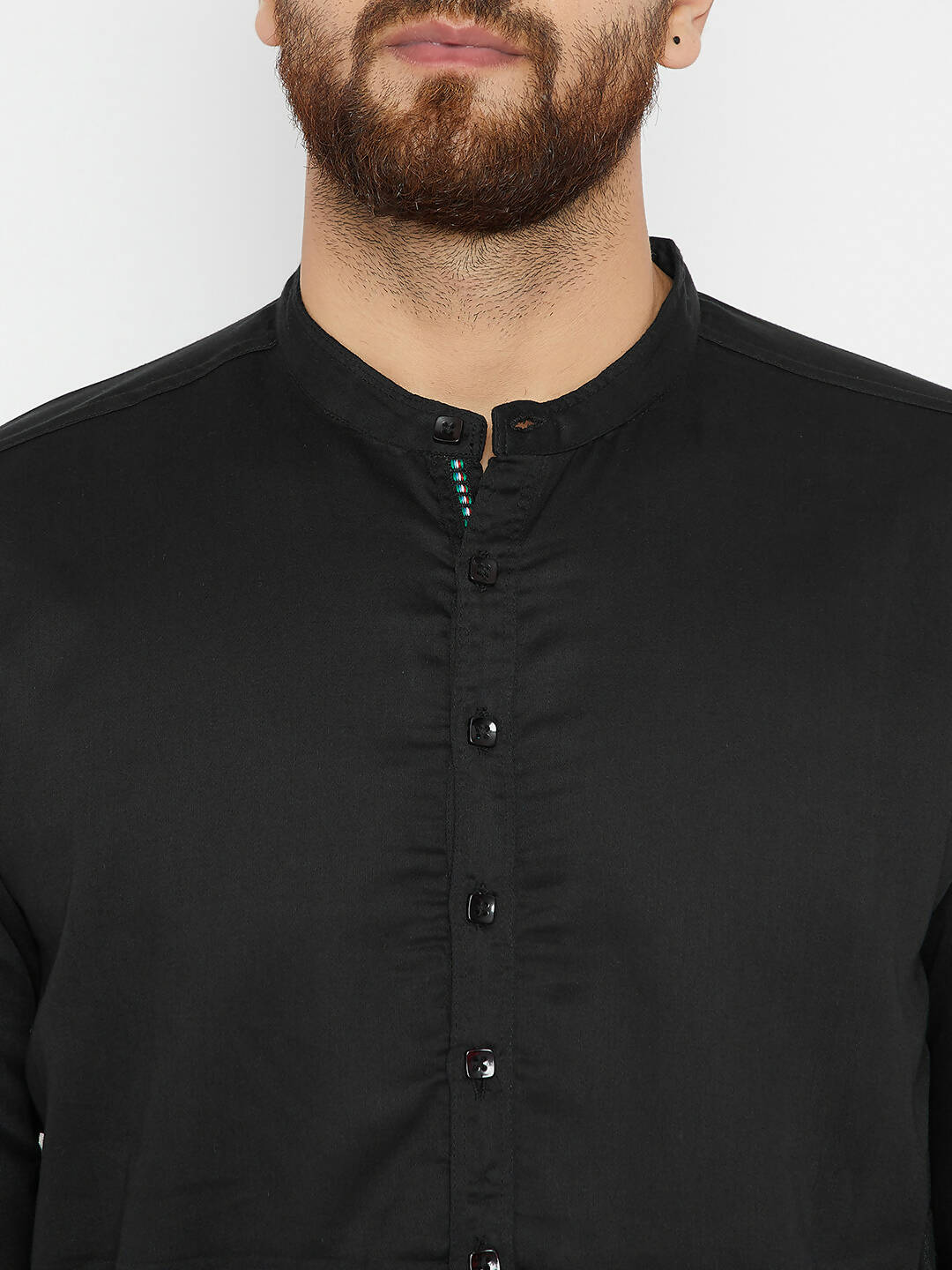 Even Apparels Black Pure Cotton Men's Kurta With Band Collar | Swadesiicart