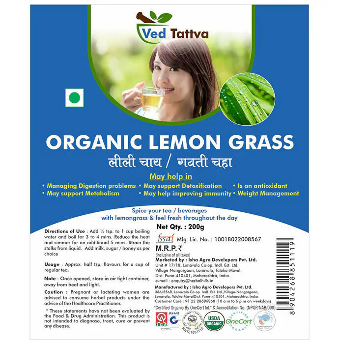 Ved Tattva Organic Lemon Grass Whole | Swadesiicart