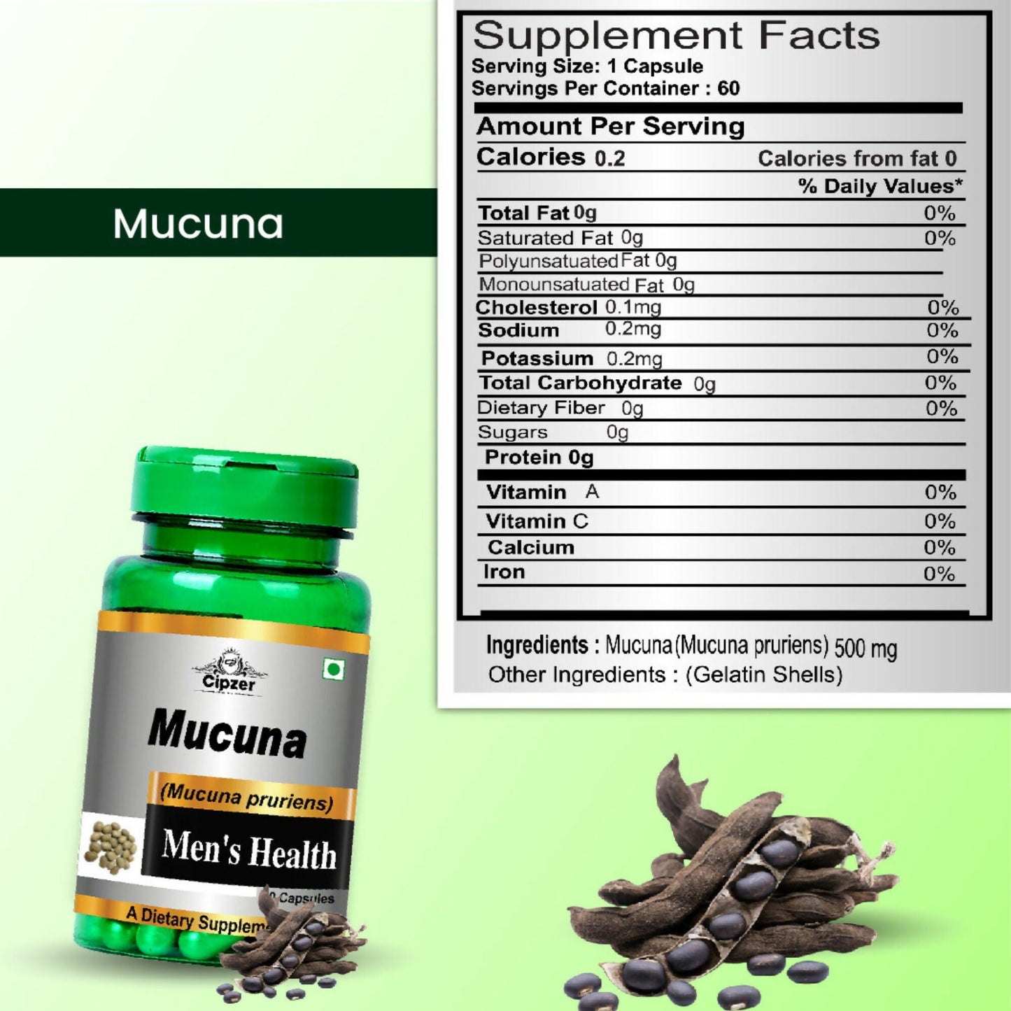 Cipzer Mucuna Capsules | Swadesiicart