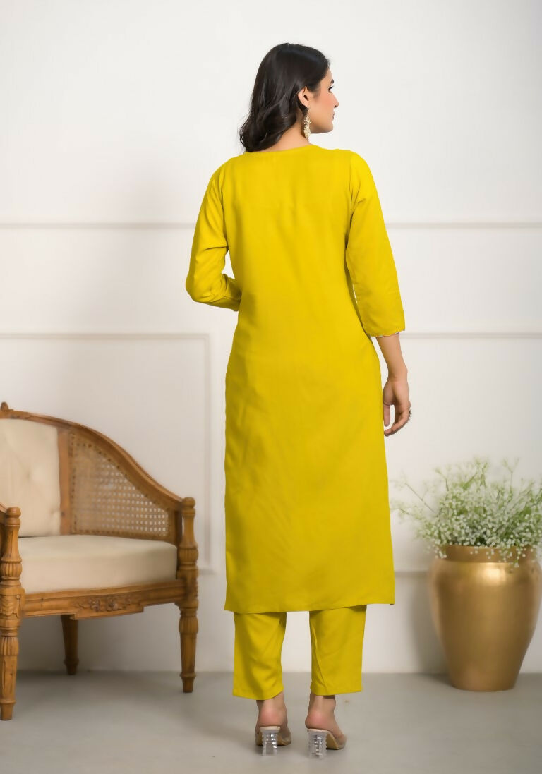 Festive Wear Ethnic Yellow Viscose Stitched Suit With Dupatta - Tanisha | Swadesiicart
