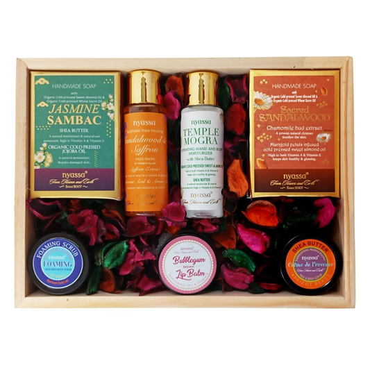 Nyassa Premium Bath and Body Treats Wooden Gift Set - Swadesiicart