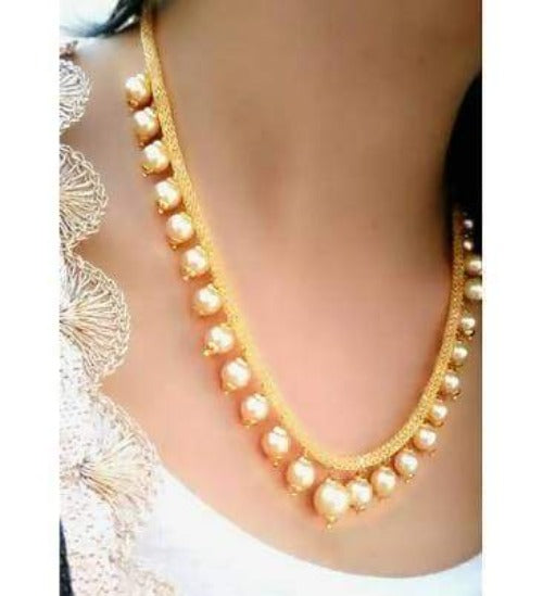 Gold Designer Pearls Necklace | Swadesiicart