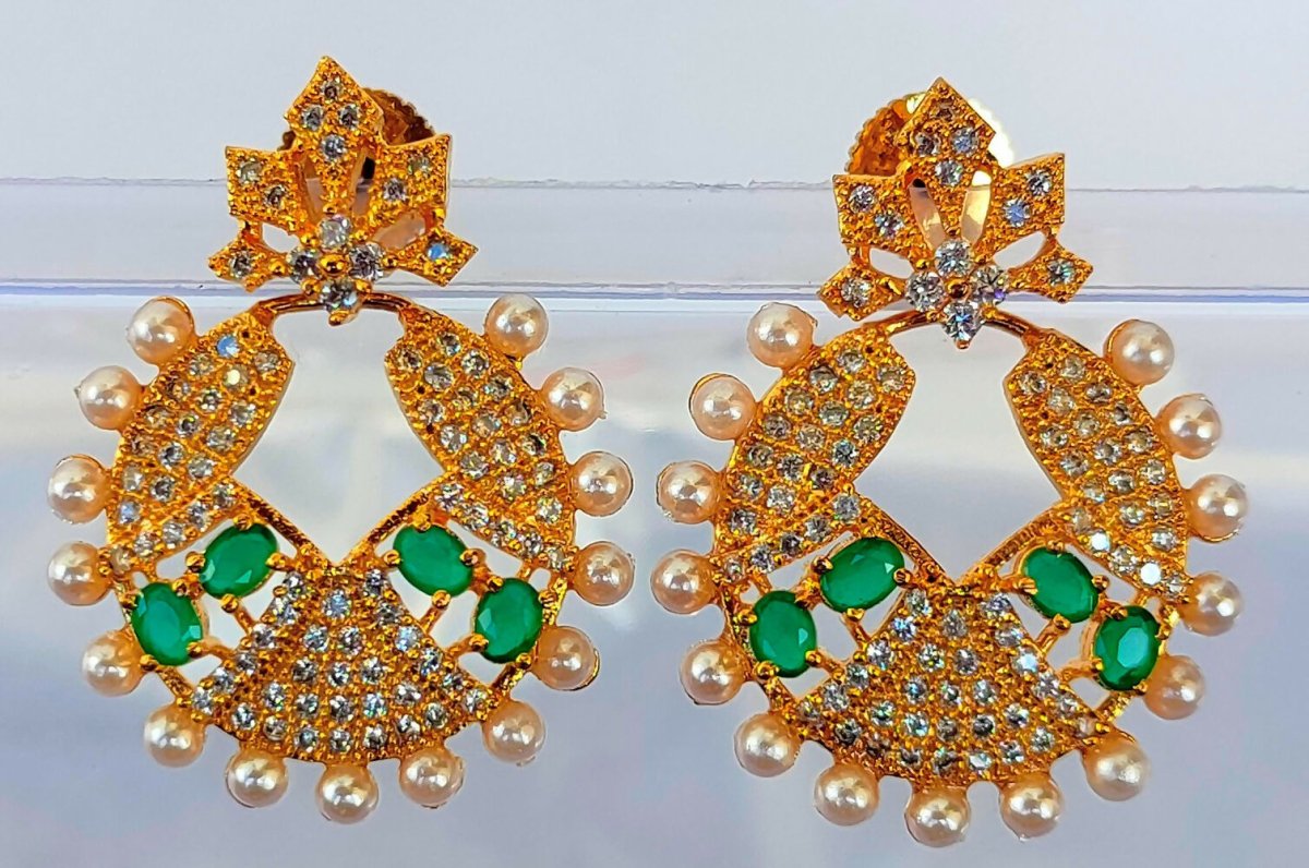 Ad Emerald Designer Earrings - Mokshi Collections