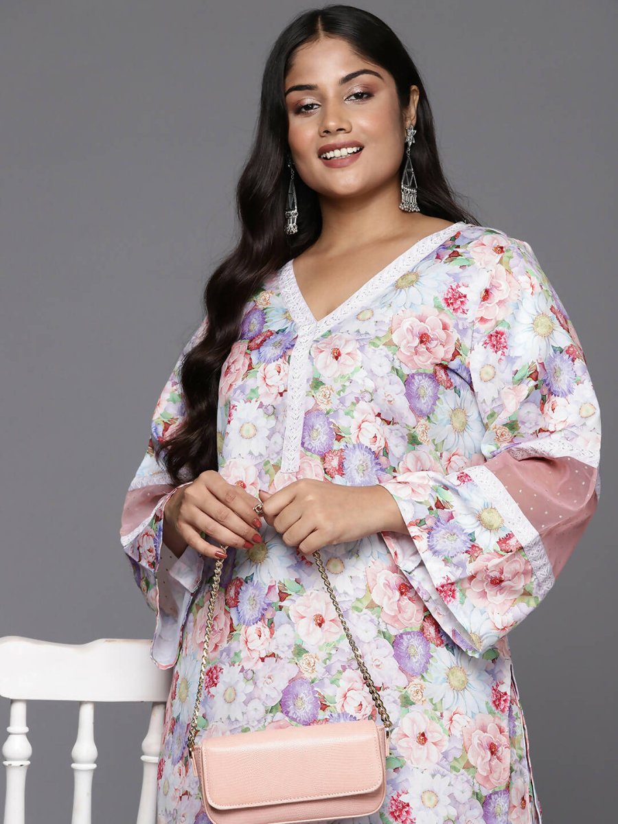 Ahalyaa Women's Traditional wear Kurta Set - Lavender | Swadesiicart