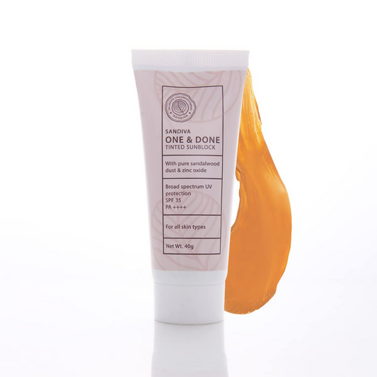 Sandiva One & Done Tinted Sunscreen With Zinc Oxide, SPF 35 PA++++, No White Cast - Tint 22 - Swadesiicart