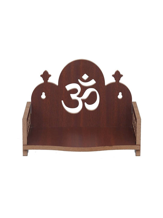 eCraftIndia Brown Om Symbol Decorative Wooden Pooja Temple | Swadesiicart