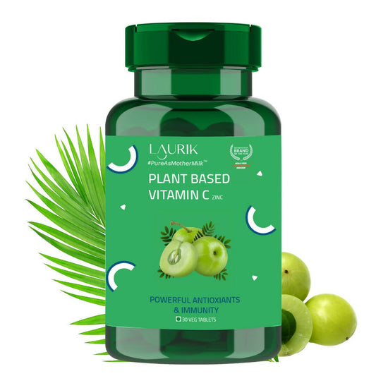 Laurik Plant Based Vitamin C With Zinc Supplements Tablets For Men & Women | Maintain Energy Levels & Boost Immunity | Swadesiicart