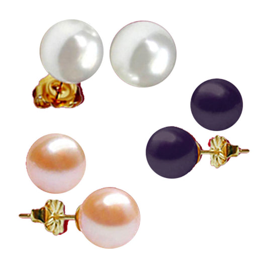 J Pearls Multi Pearl Studs - Real Pearl Jewelry