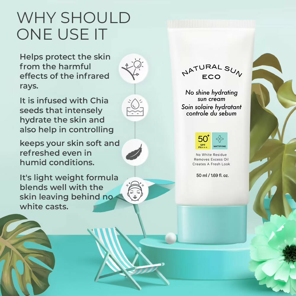 The Face Shop Natural Sun Eco No Shine Hydrating Sun Cream-SPF 50 - Korean Skincare | Swadesiicart
