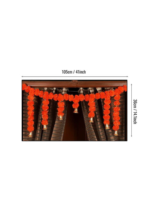 Tied Ribbons Orange Hanging Marigold Flowers Garland | Swadesiicart