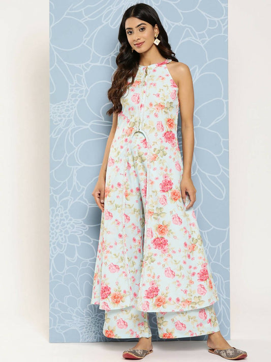 Ahalyaa Women's Traditional wear Co-ords - Blue - Swadesiicart