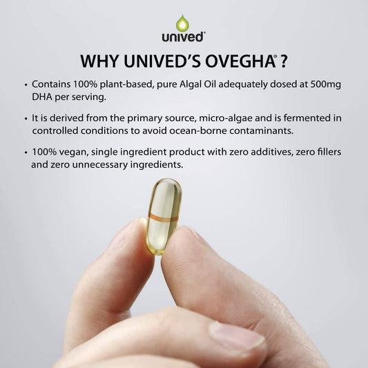 Unived Plant-Based Ovegha 500 MG Omega-3 DHA Capsules | Swadesiicart