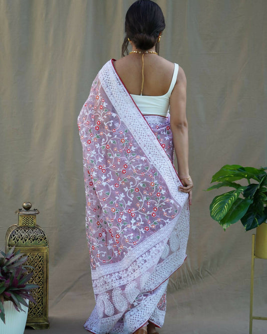 Vamsee Purple Organza Saree - Swadesiicart