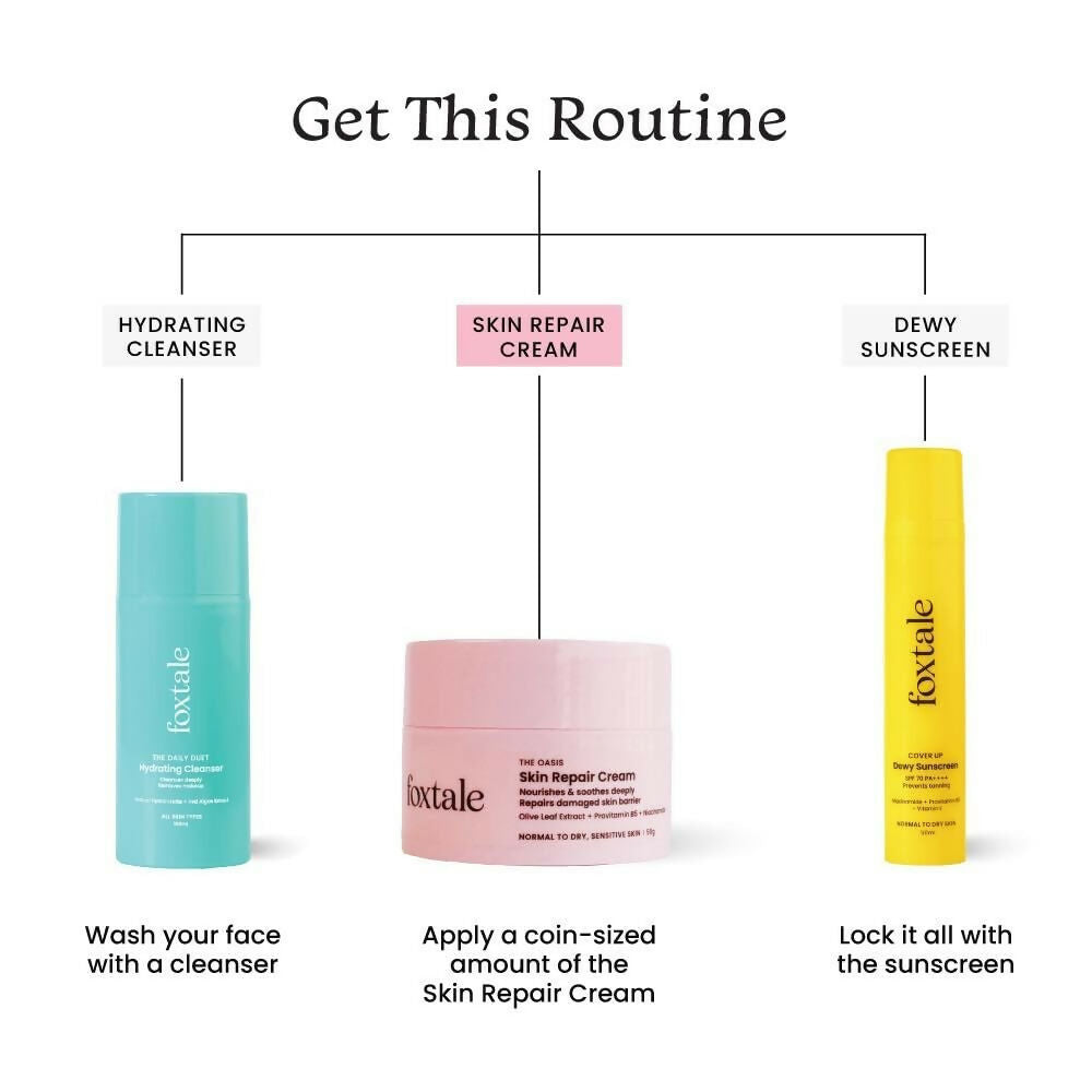 Foxtale Skin Repair Cream With Olive Leaf Extract, Provitamin B5 & Niacinamide - Swadesiicart