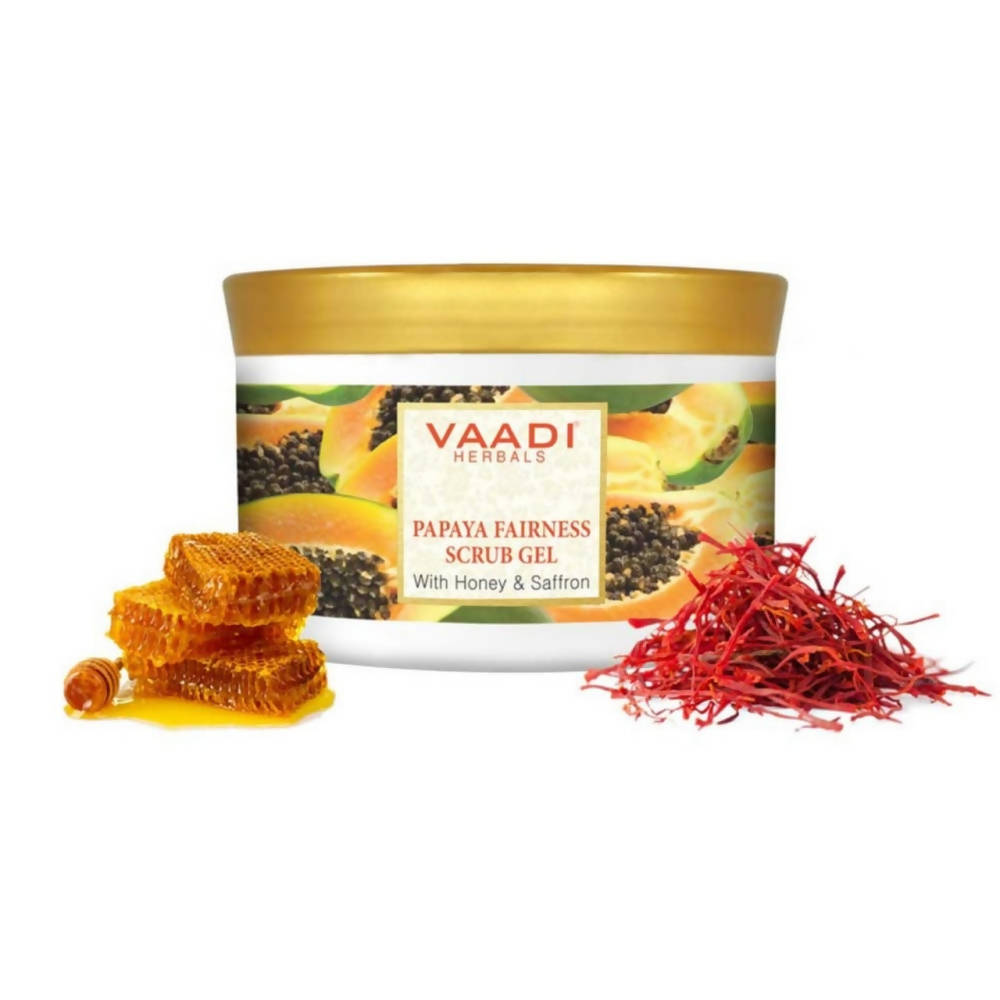 Vaadi Herbals Papaya Fairness Scrub Gel with Honey and Saffron - Limited Time Offer - Swadesiicart