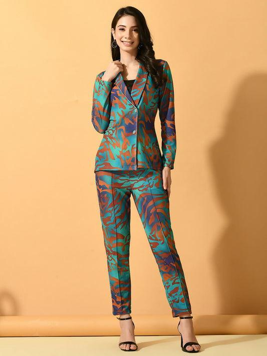 Myshka Women's Multi Printed Coat With Trousers - Swadesiicart