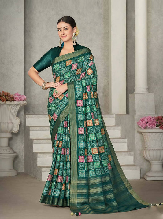 Green Rangkat Tussar Silk Woven Design Saree with Unstitched Blouse - Mohmanthan Eshani | Swadesiicart