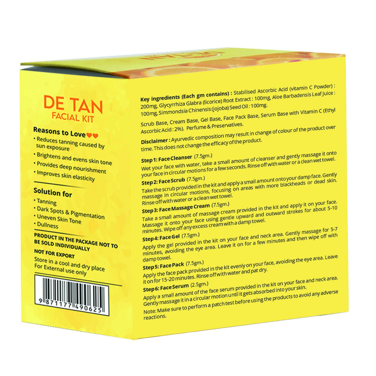Globus Naturals De-Tan 6 Step Facial Kit